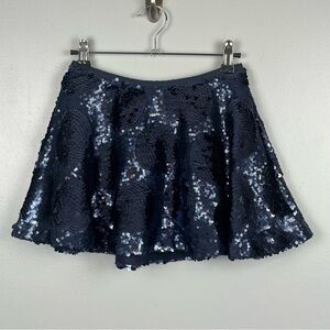 Mini Boden navy circle patterned movable sequin skirt, size 7-8 years.